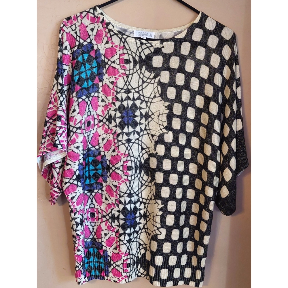 Joseph A Geometric Glitter Sweater Sz Small